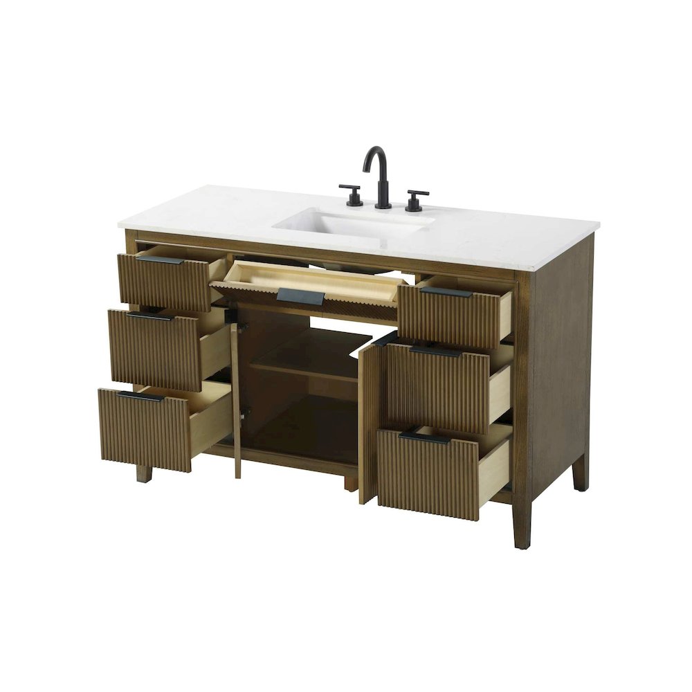 54 inch Single Bathroom Vanity in Hazel Oak. Picture 3