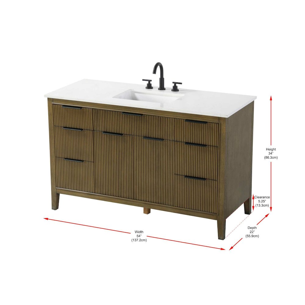 54 inch Single Bathroom Vanity in Hazel Oak. Picture 10