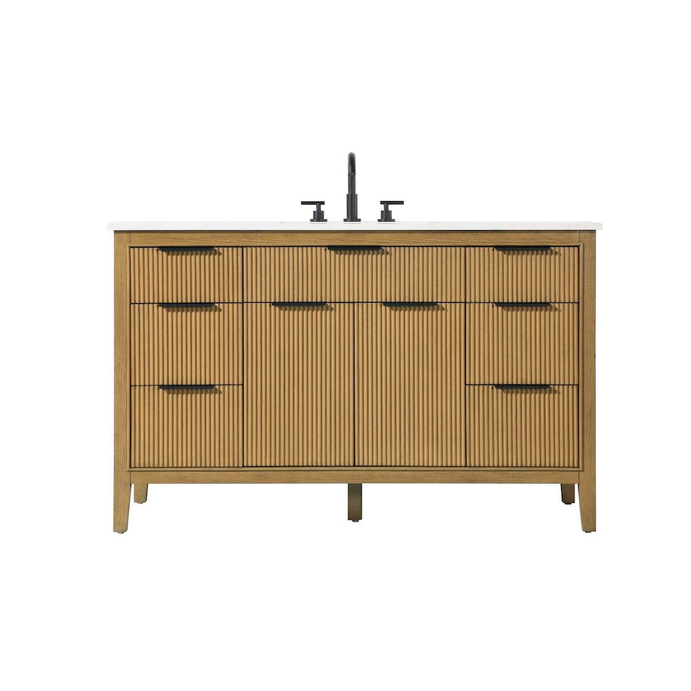 54 inch Single Bathroom Vanity in Honey Teak. Picture 1