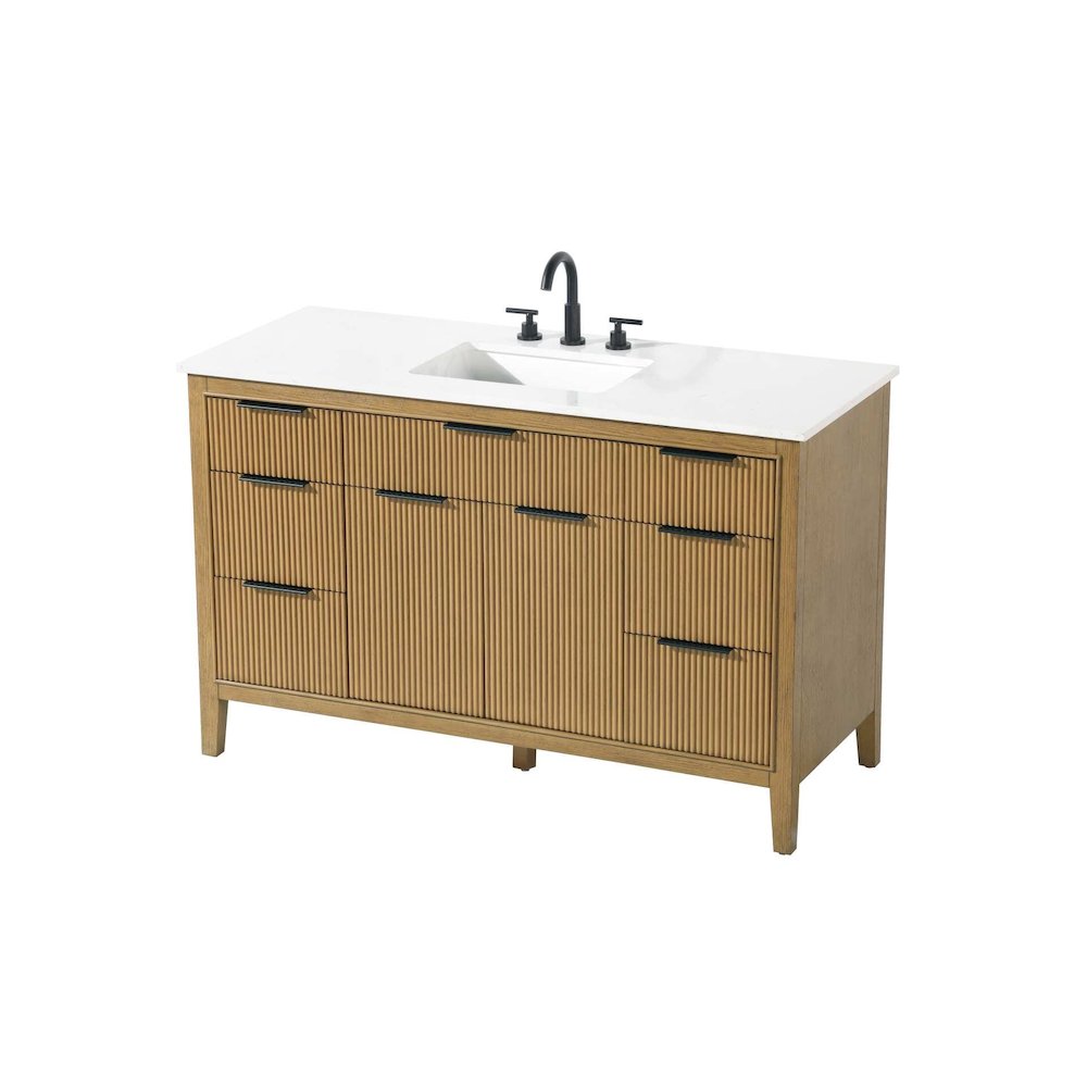 54 inch Single Bathroom Vanity in Honey Teak. Picture 2