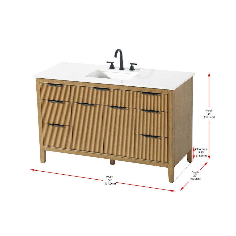 54 inch Single Bathroom Vanity in Honey Teak. Picture 3