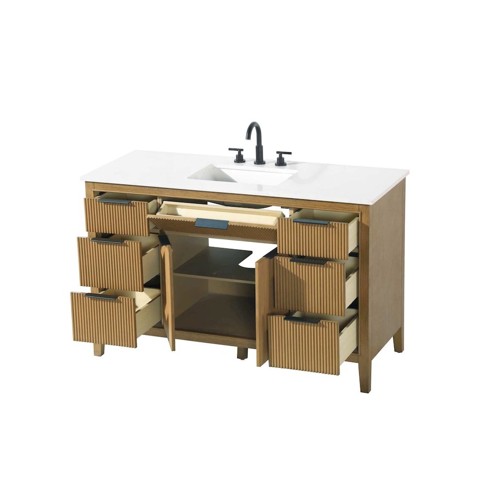 54 inch Single Bathroom Vanity in Honey Teak. Picture 4