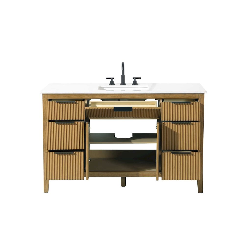 54 inch Single Bathroom Vanity in Honey Teak. Picture 5