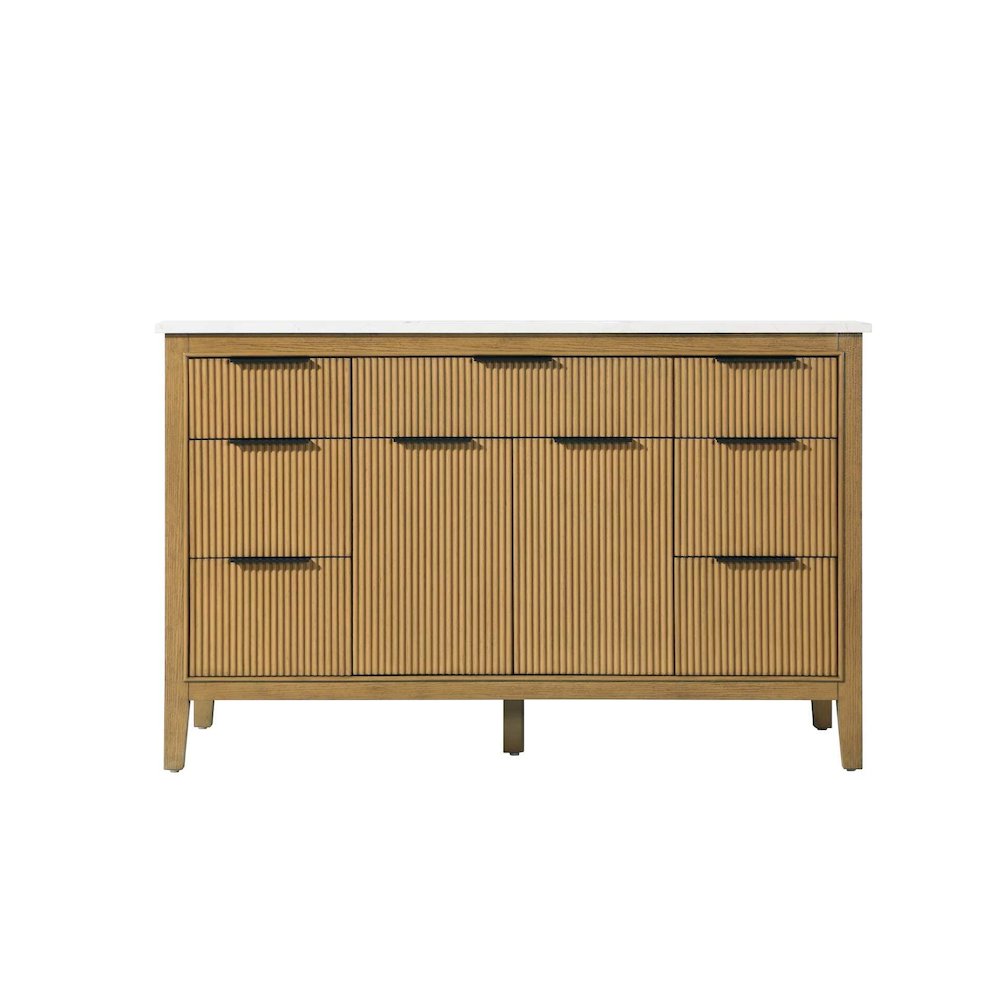 54 inch Single Bathroom Vanity in Honey Teak. Picture 11