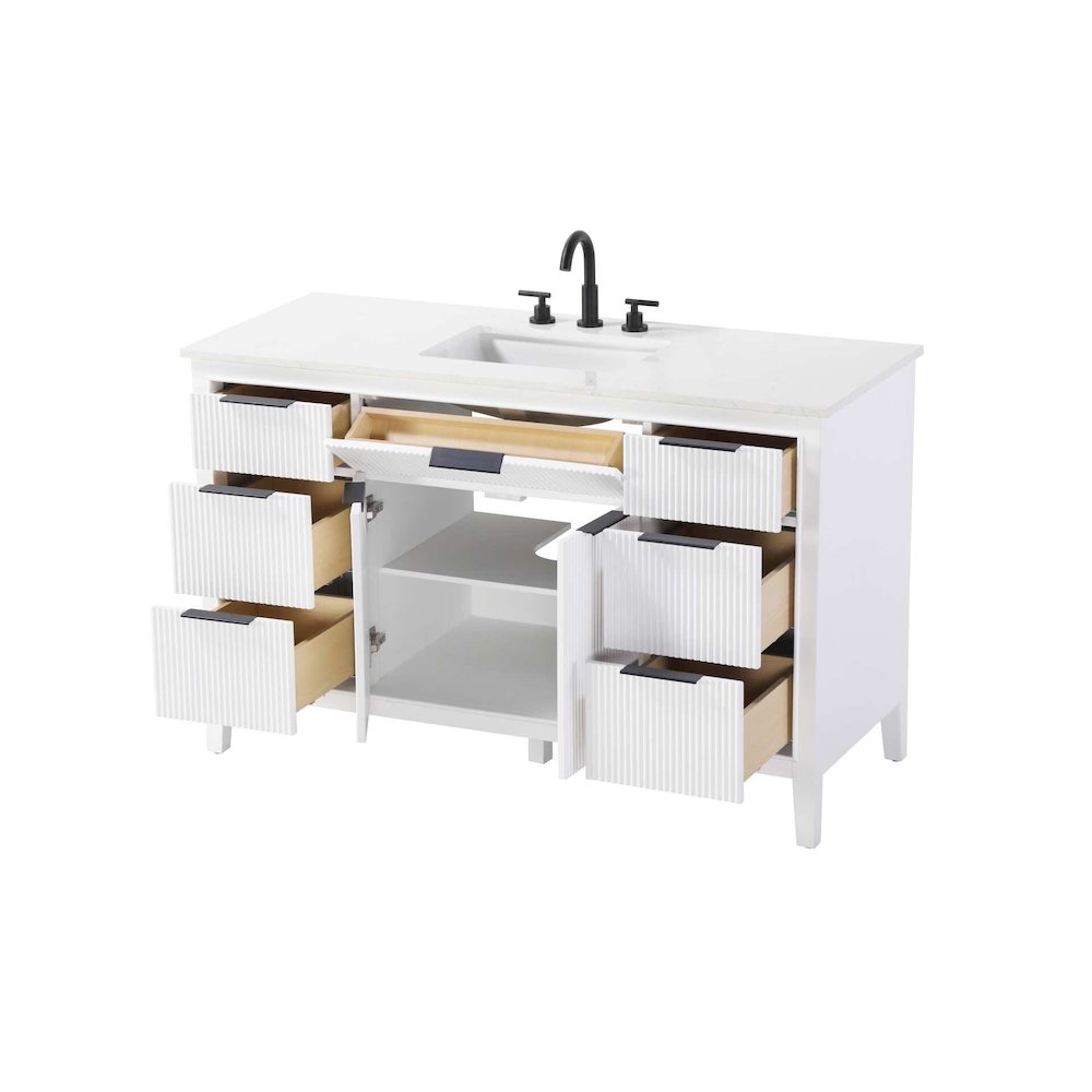 54 inch Single Bathroom Vanity in White. Picture 3