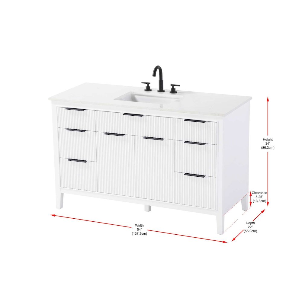 54 inch Single Bathroom Vanity in White. Picture 10