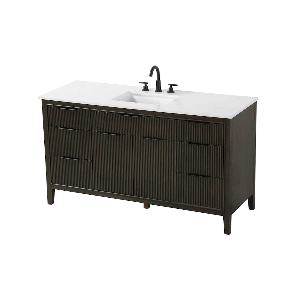60 inch Single Bathroom Vanity in Chocolate Oak. Picture 2