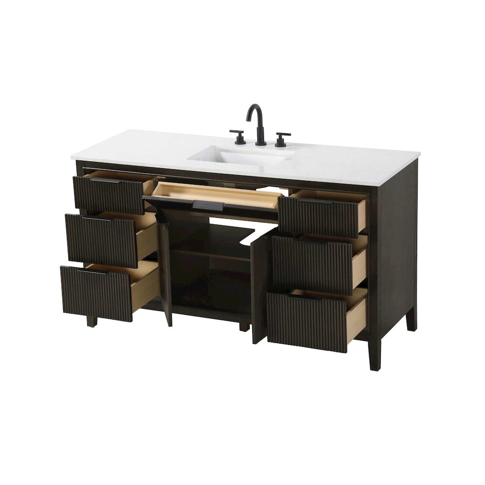 60 inch Single Bathroom Vanity in Chocolate Oak. Picture 3