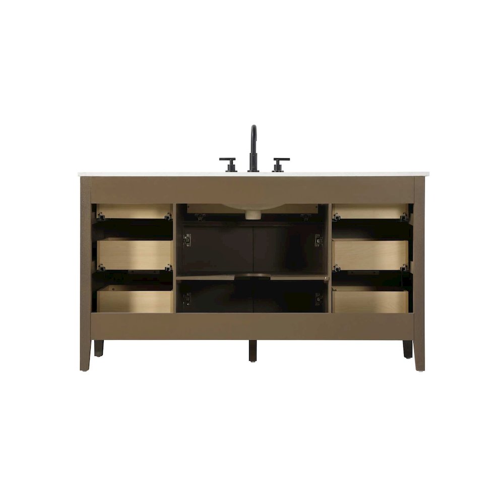 60 inch Single Bathroom Vanity in Chocolate Oak. Picture 8