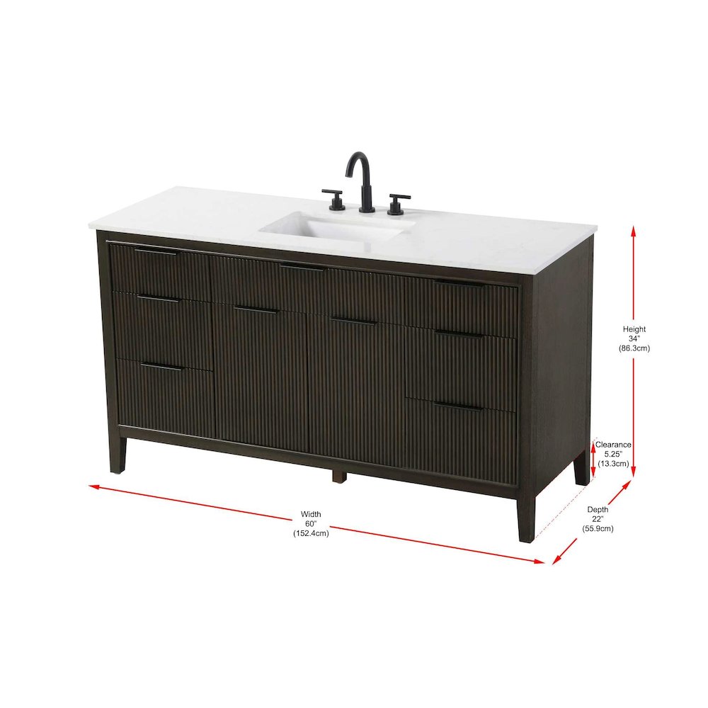 60 inch Single Bathroom Vanity in Chocolate Oak. Picture 10