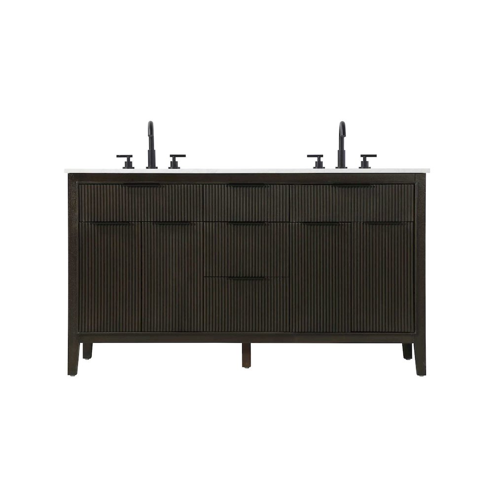 60 inch Double Bathroom Vanity in Chocolate Oak. Picture 1