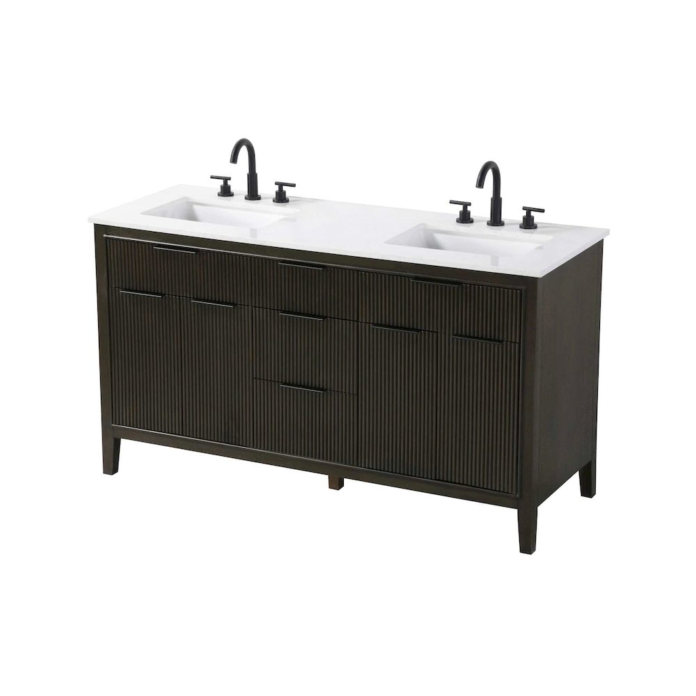 60 inch Double Bathroom Vanity in Chocolate Oak. Picture 2