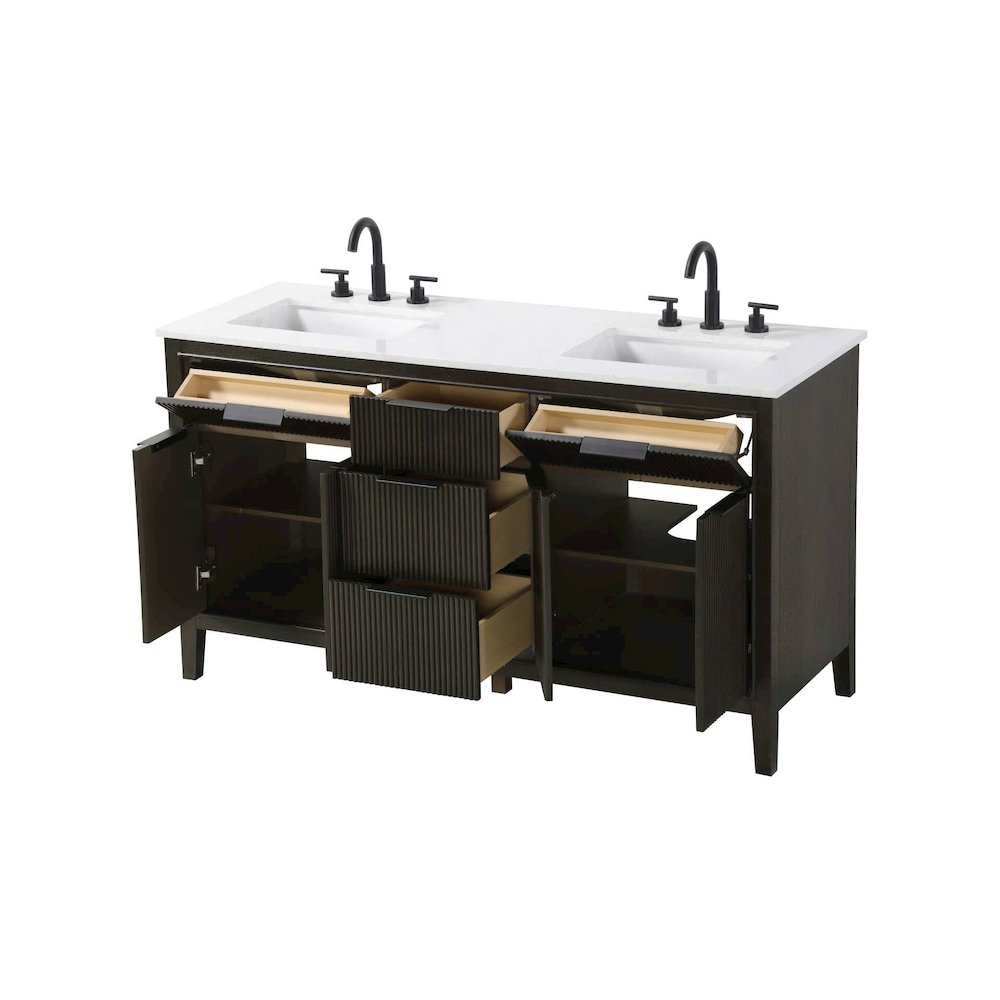 60 inch Double Bathroom Vanity in Chocolate Oak. Picture 3