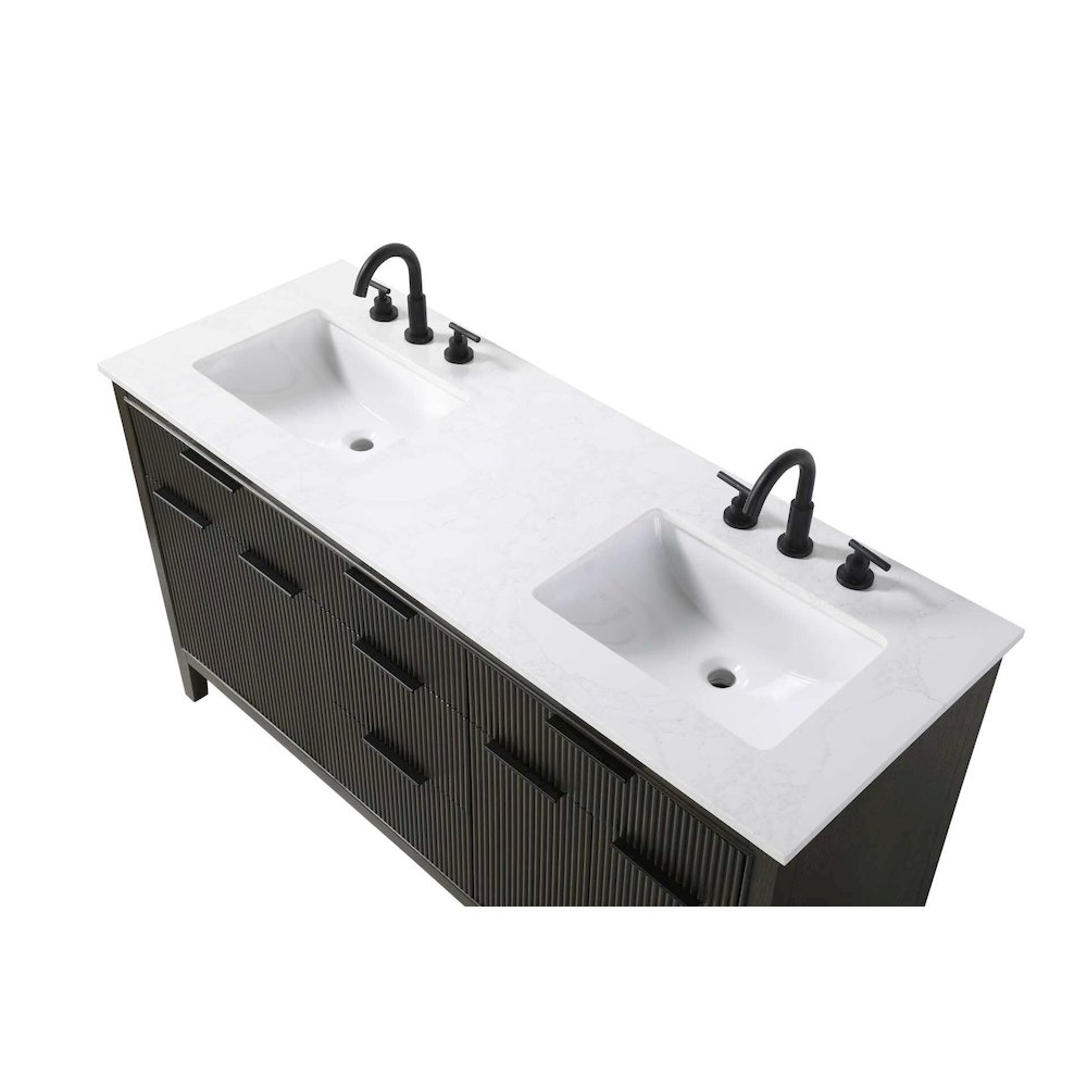 60 inch Double Bathroom Vanity in Chocolate Oak. Picture 4