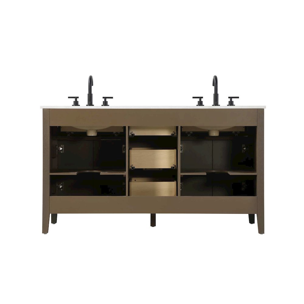 60 inch Double Bathroom Vanity in Chocolate Oak. Picture 8