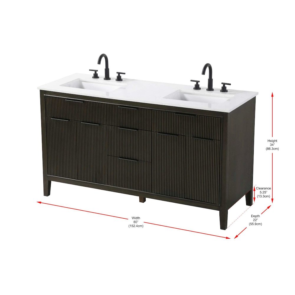 60 inch Double Bathroom Vanity in Chocolate Oak. Picture 10