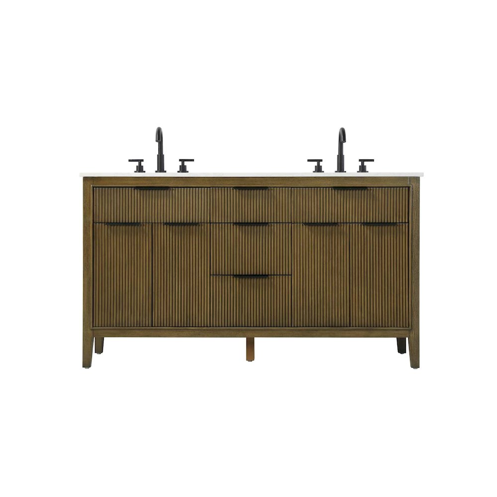 60 inch Double Bathroom Vanity in Hazel Oak. Picture 1