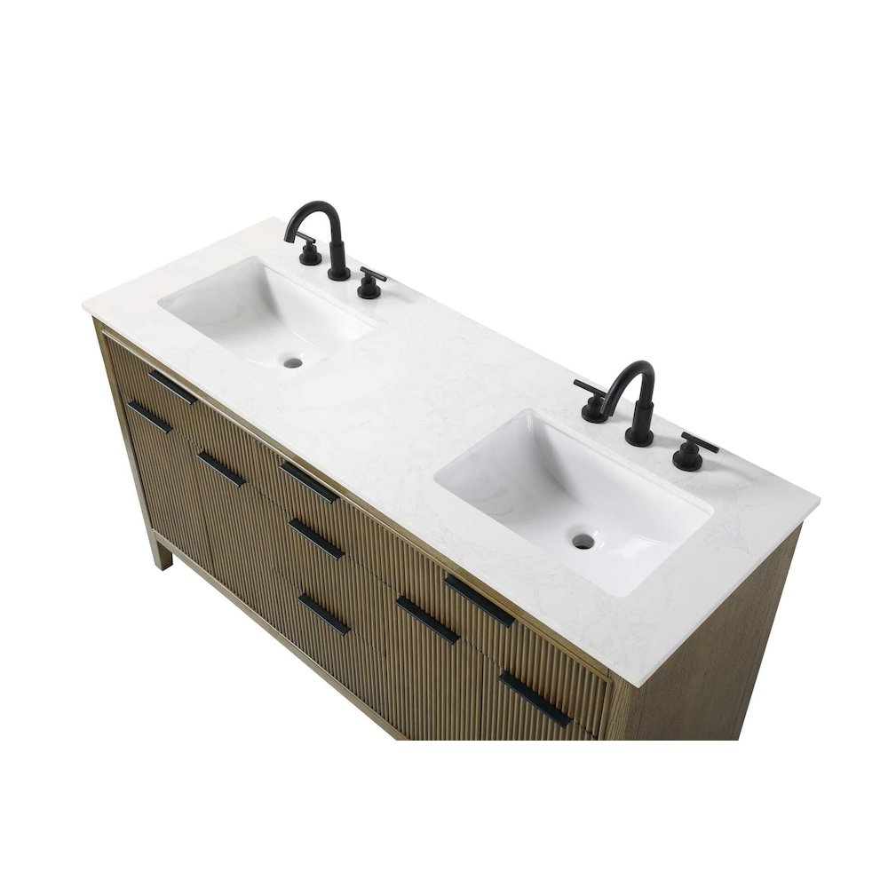 60 inch Double Bathroom Vanity in Hazel Oak. Picture 4