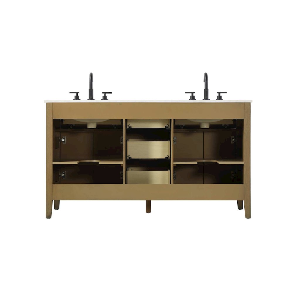 60 inch Double Bathroom Vanity in Hazel Oak. Picture 8