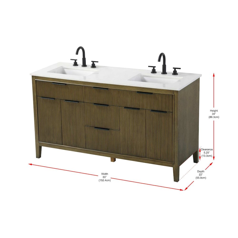 60 inch Double Bathroom Vanity in Hazel Oak. Picture 10