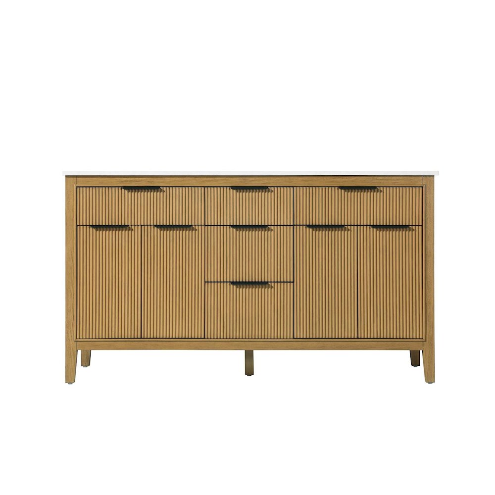 60 inch Double Bathroom Vanity in Honey Teak. Picture 11