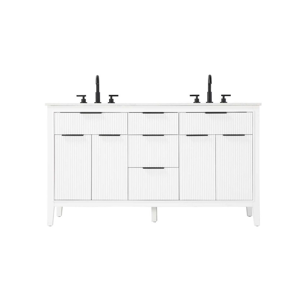 60 inch Double Bathroom Vanity in White. Picture 1