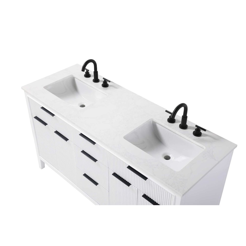 60 inch Double Bathroom Vanity in White. Picture 4