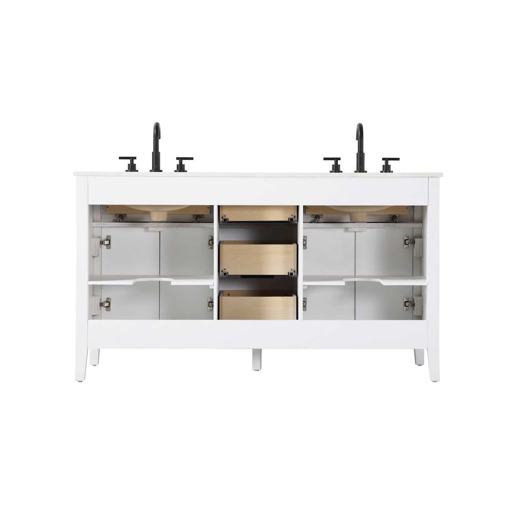 60 inch Double Bathroom Vanity in White. Picture 8