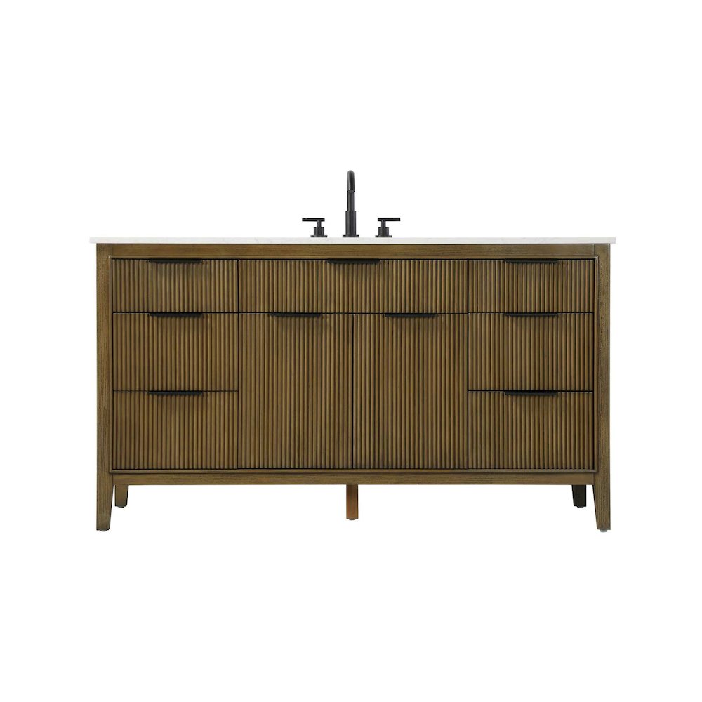 60 inch Single Bathroom Vanity in Hazel Oak. Picture 1