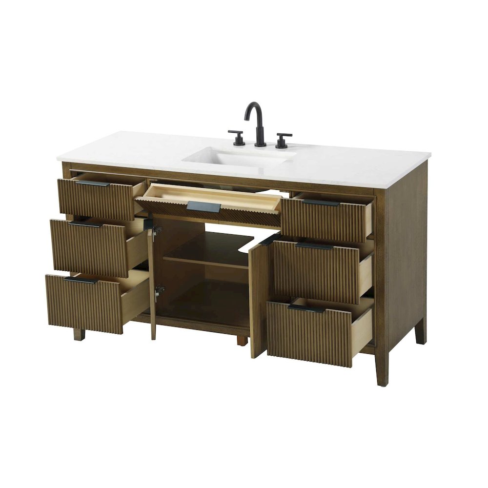 60 inch Single Bathroom Vanity in Hazel Oak. Picture 3