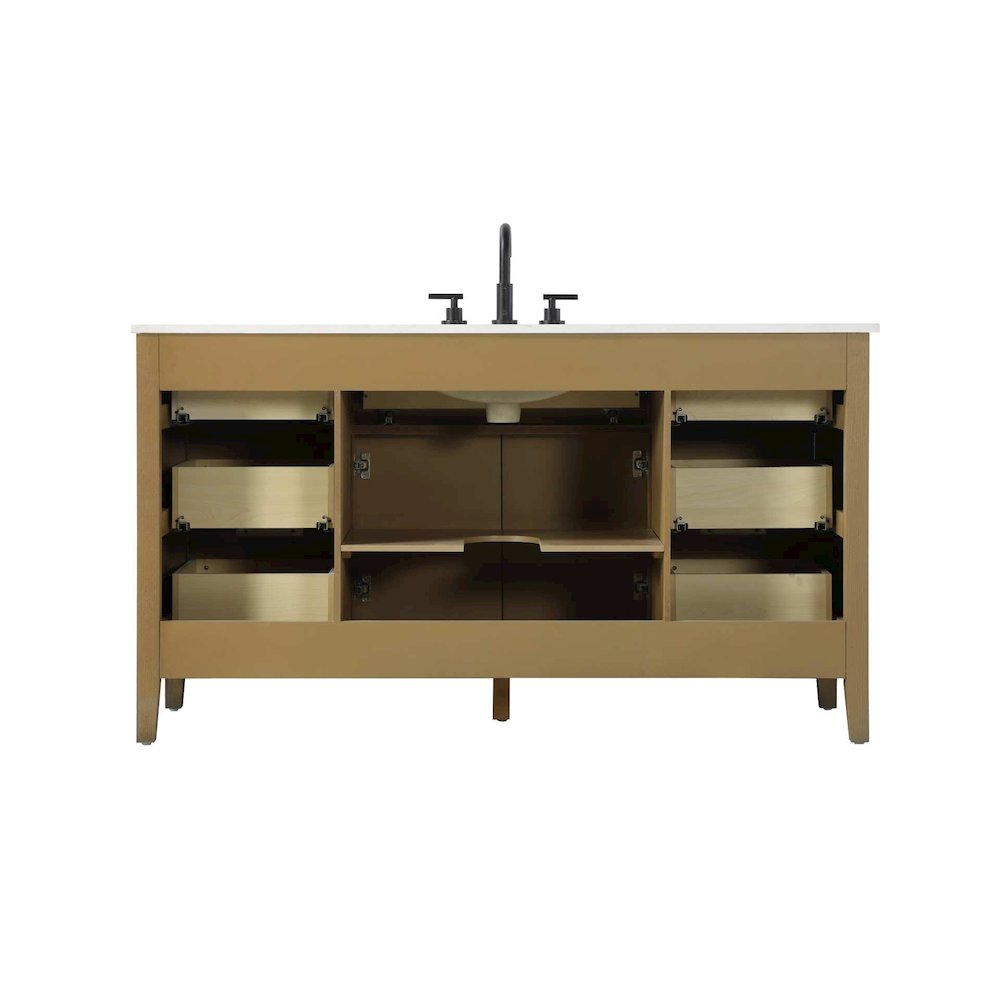 60 inch Single Bathroom Vanity in Hazel Oak. Picture 8