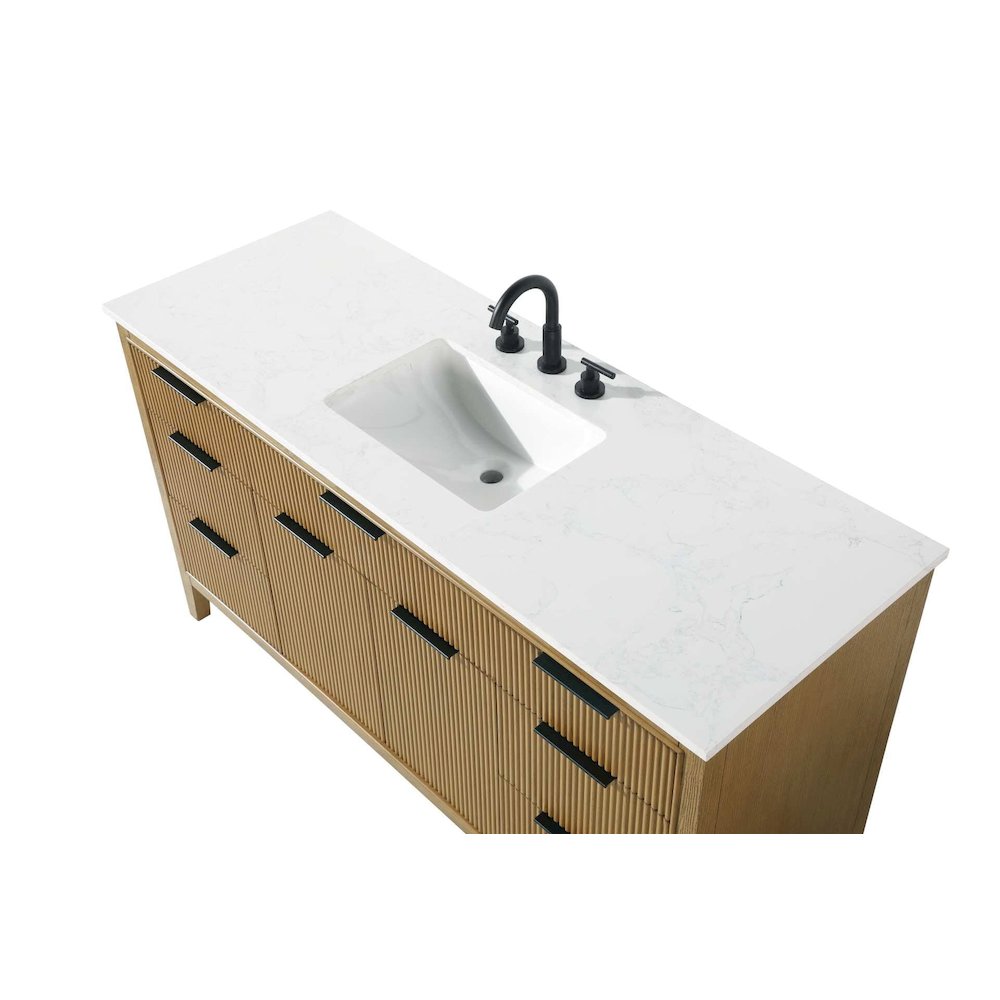 60 inch Single Bathroom Vanity in Honey Teak. Picture 6