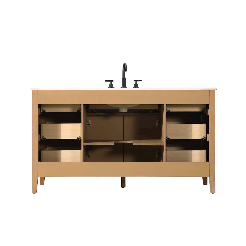 60 inch Single Bathroom Vanity in Honey Teak. Picture 10