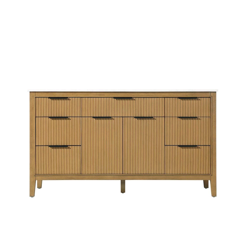60 inch Single Bathroom Vanity in Honey Teak. Picture 11