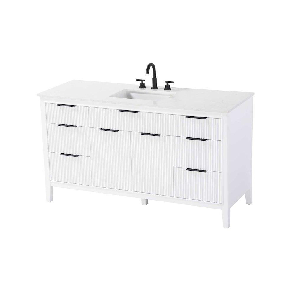 60 inch Single Bathroom Vanity in White. Picture 2