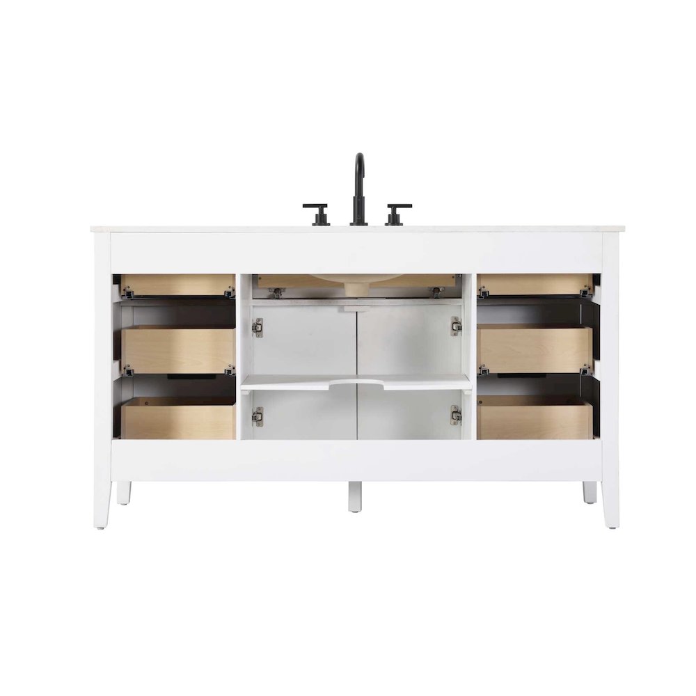 60 inch Single Bathroom Vanity in White. Picture 8