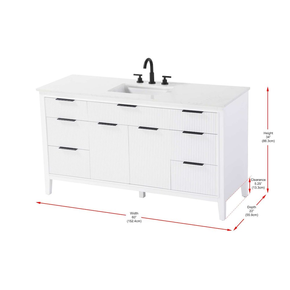 60 inch Single Bathroom Vanity in White. Picture 10