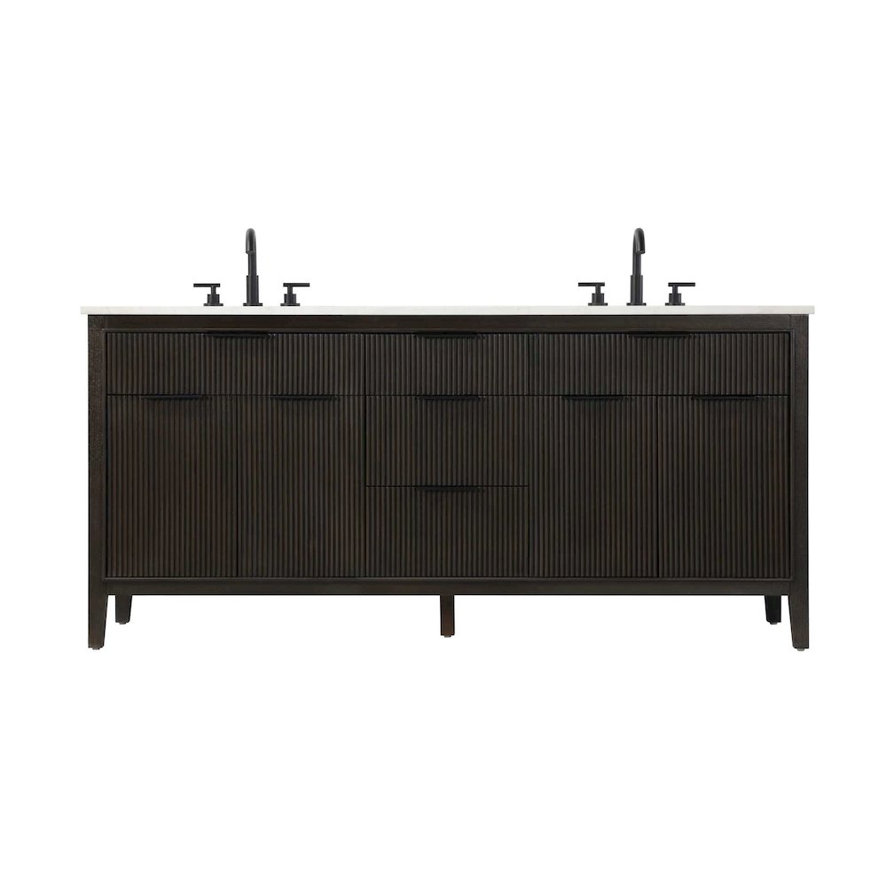 72 inch Double Bathroom Vanity in Chocolate Oak. Picture 1