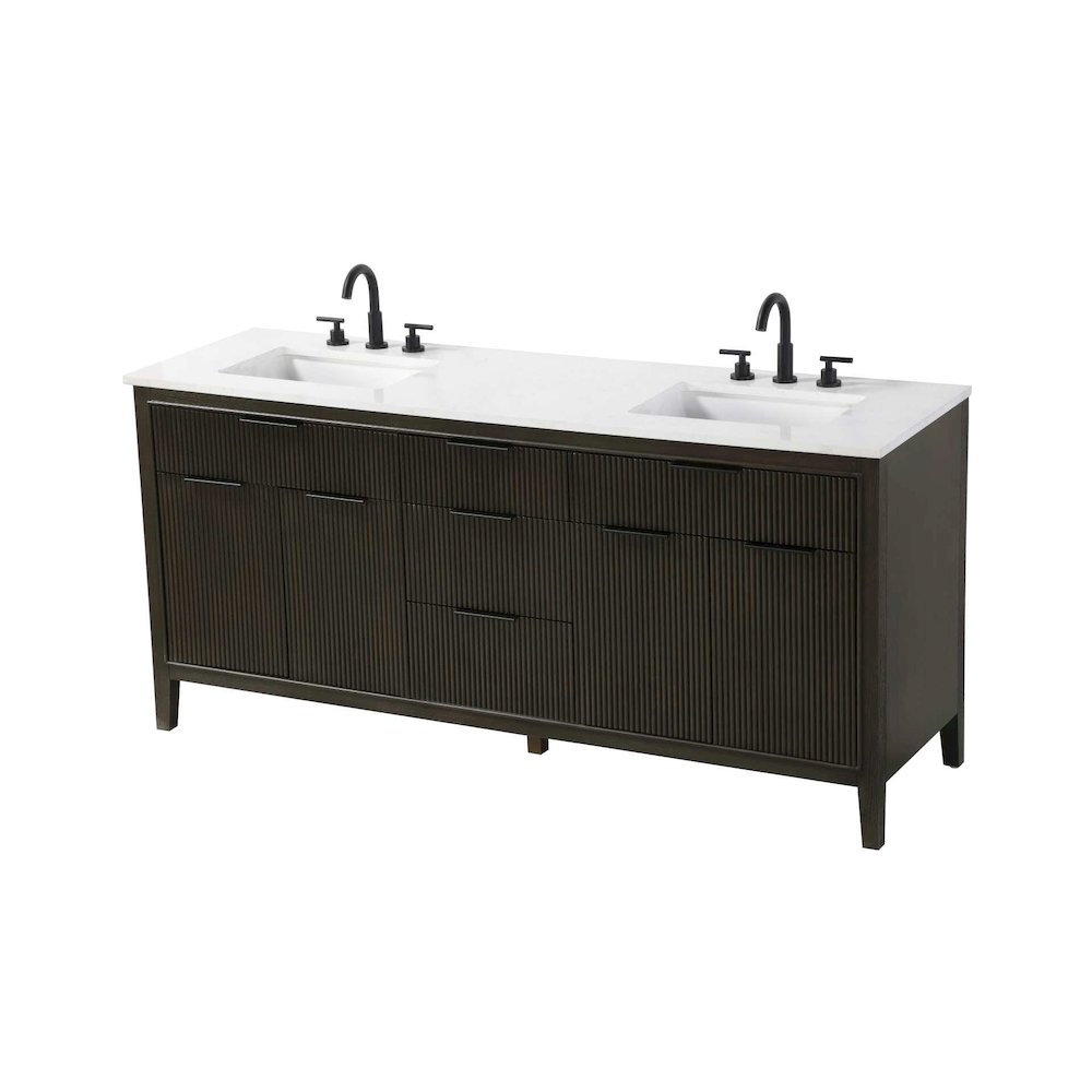 72 inch Double Bathroom Vanity in Chocolate Oak. Picture 2