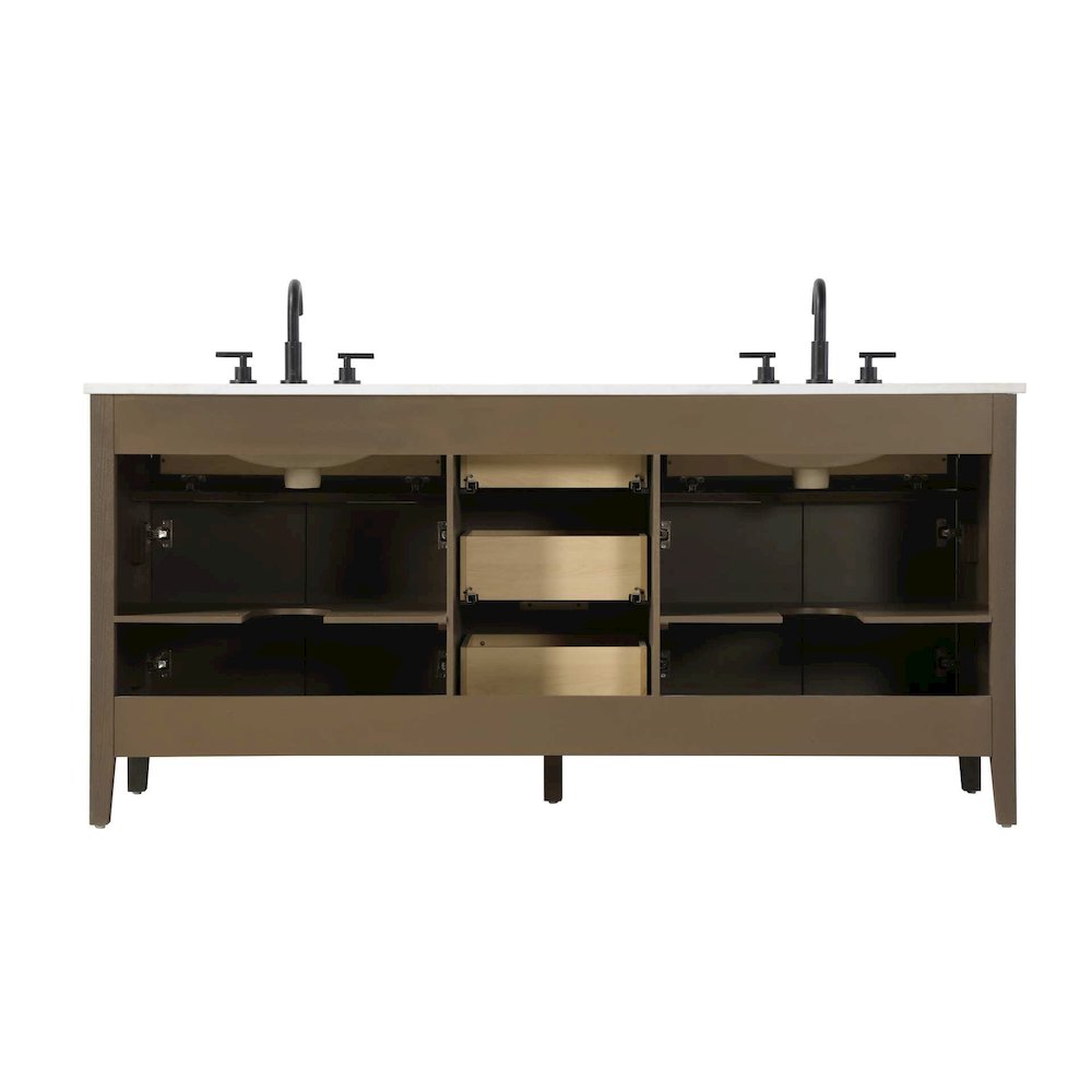 72 inch Double Bathroom Vanity in Chocolate Oak. Picture 8