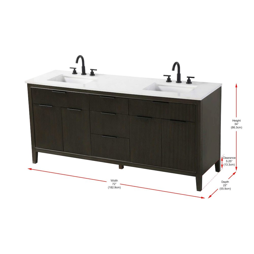 72 inch Double Bathroom Vanity in Chocolate Oak. Picture 10