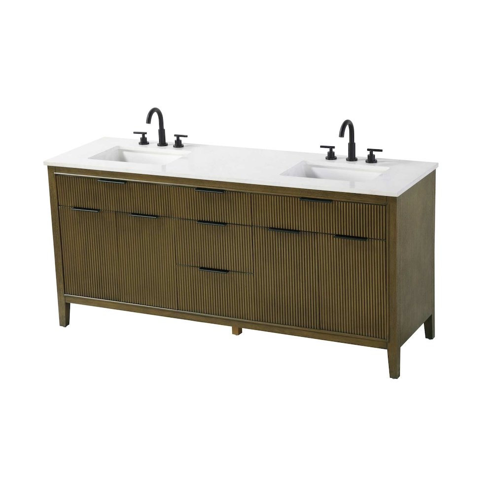 72 inch Double Bathroom Vanity in Hazel Oak. Picture 2