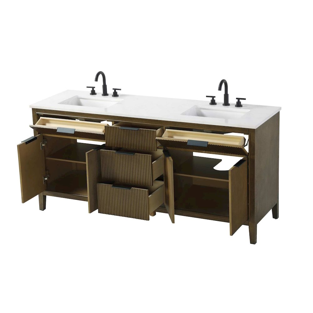 72 inch Double Bathroom Vanity in Hazel Oak. Picture 3