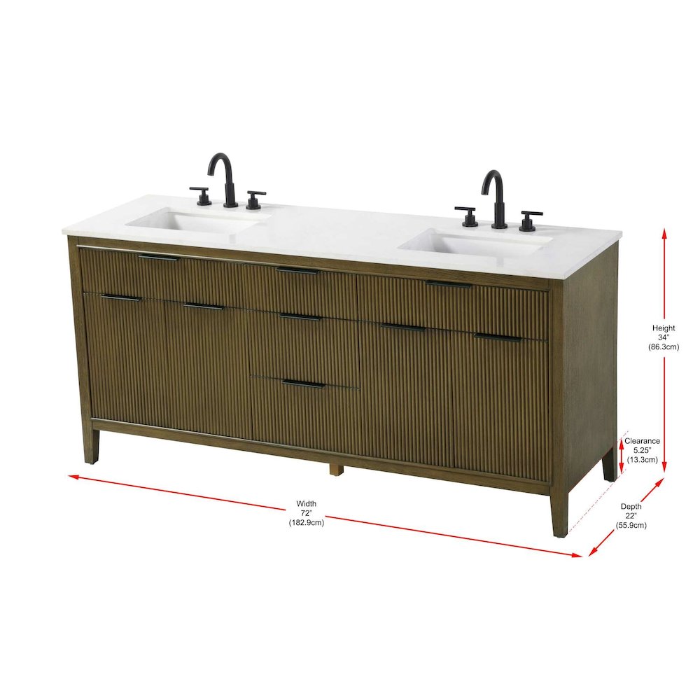 72 inch Double Bathroom Vanity in Hazel Oak. Picture 10