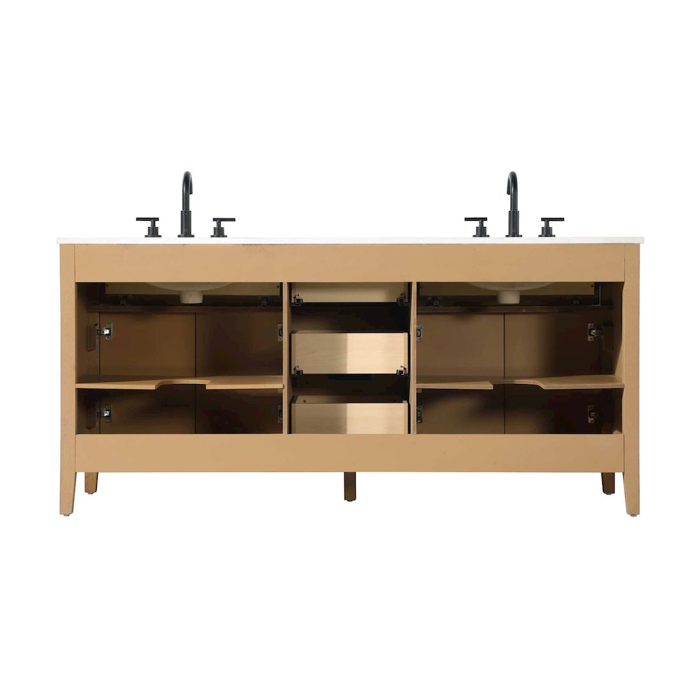 72 inch Double Bathroom Vanity in Honey Teak. Picture 10