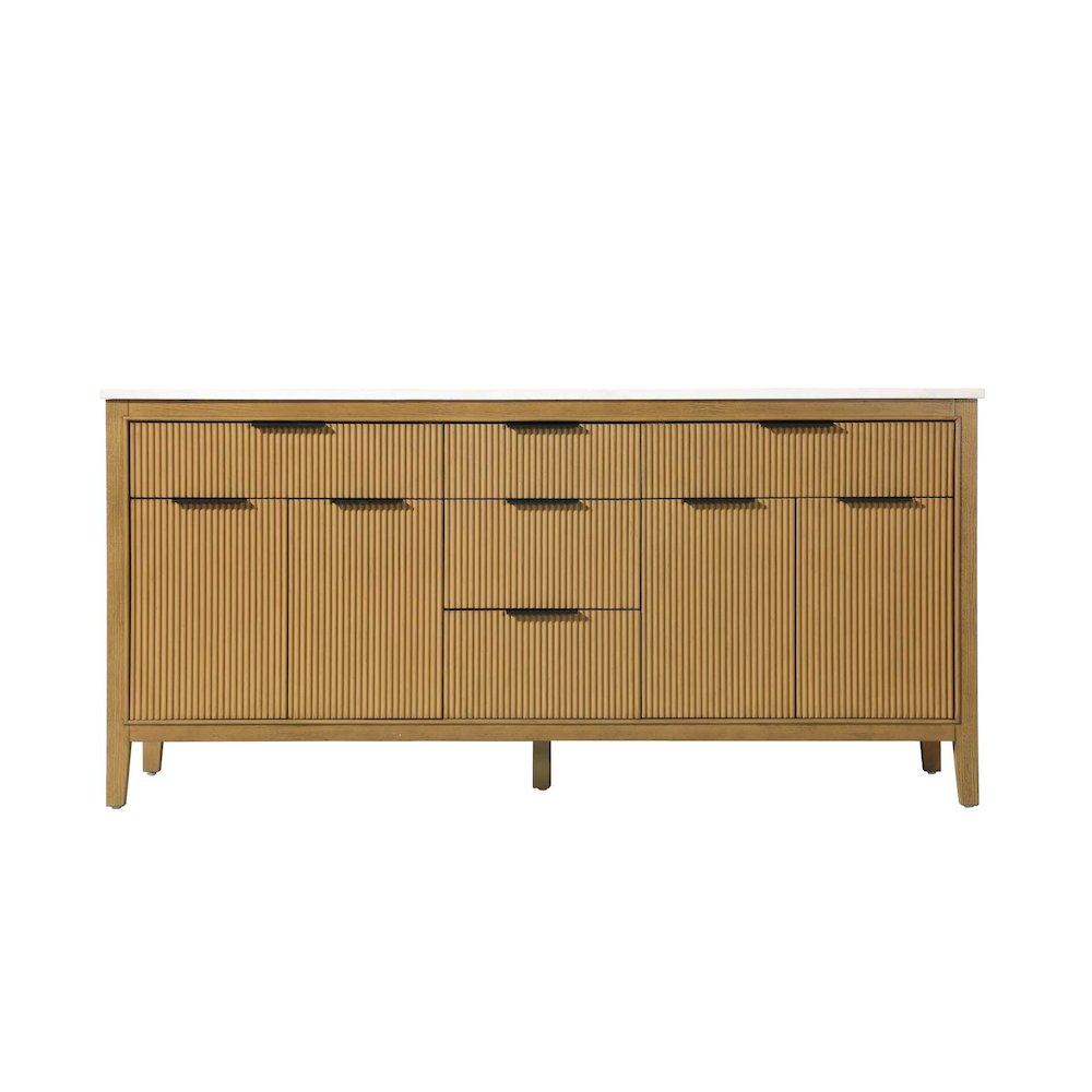72 inch Double Bathroom Vanity in Honey Teak. Picture 11