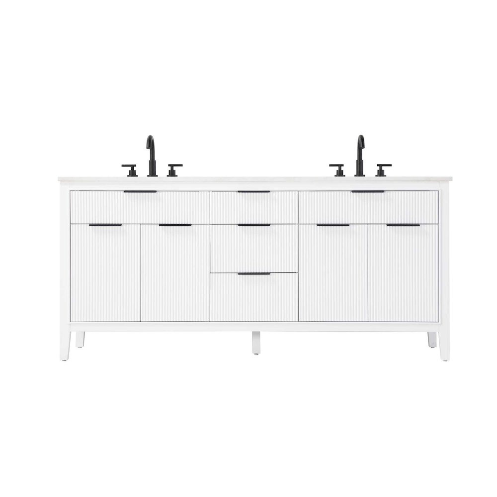 72 inch Double Bathroom Vanity in White. Picture 1