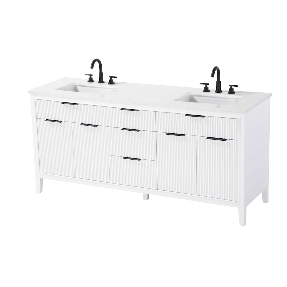 72 inch Double Bathroom Vanity in White. Picture 2