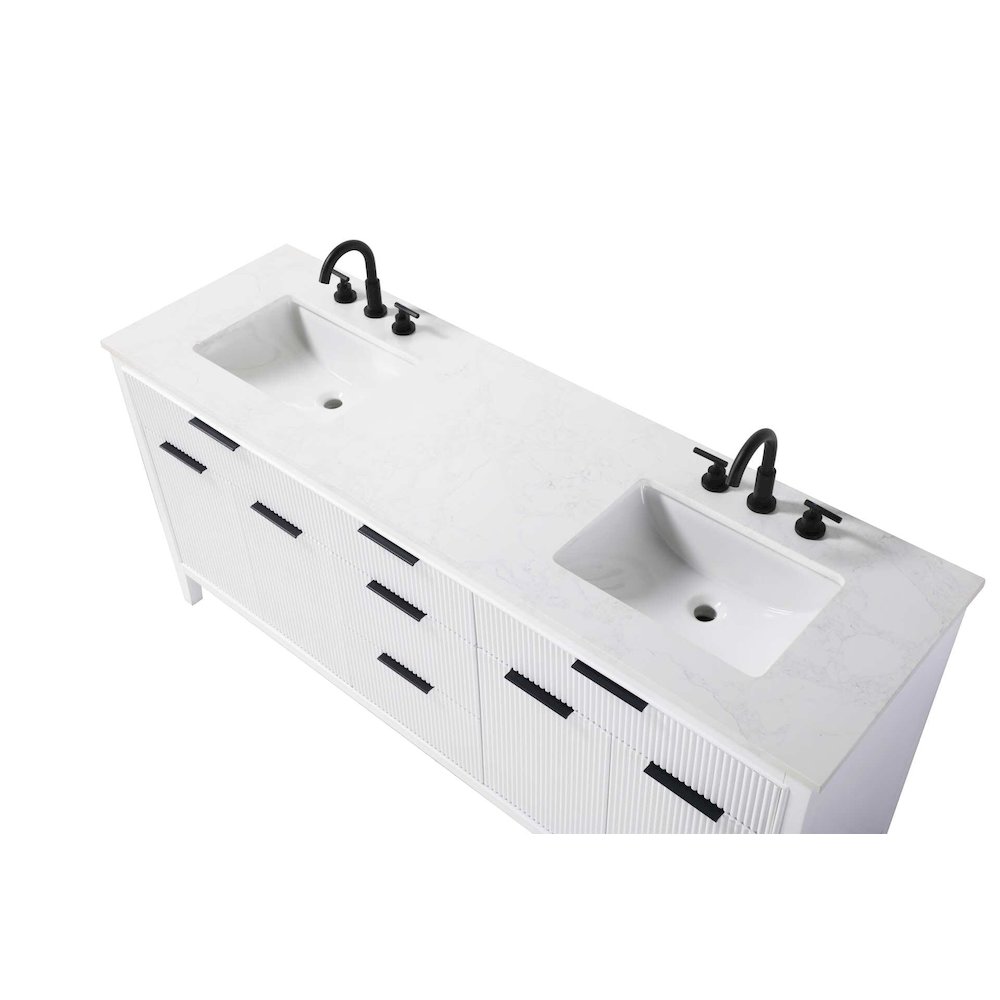 72 inch Double Bathroom Vanity in White. Picture 4