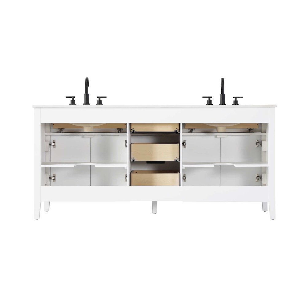72 inch Double Bathroom Vanity in White. Picture 8